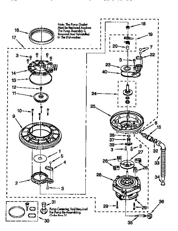 KitchenAid KUDS24SEAL0 pump and motor diagram