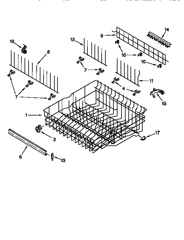KitchenAid KUDS24SEAL0 upper rack and track diagram
