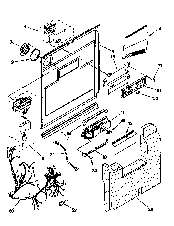 KitchenAid KUDS24SEAL0 door and latch diagram