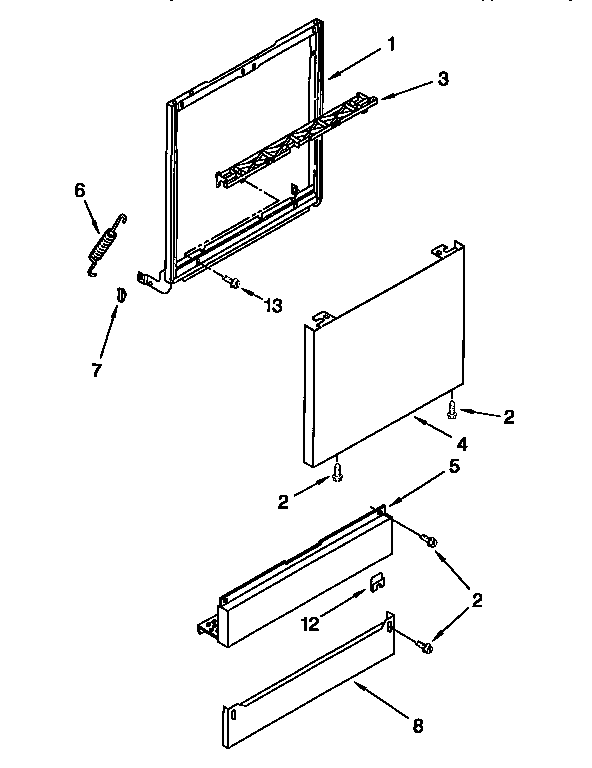 KitchenAid KUDI24SEWH0 door and panel diagram