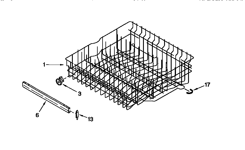 KitchenAid KUDI24SEWH0 upper rack and track diagram