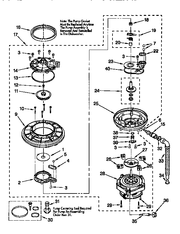KitchenAid KUDV24SEAL0 pump and motor diagram