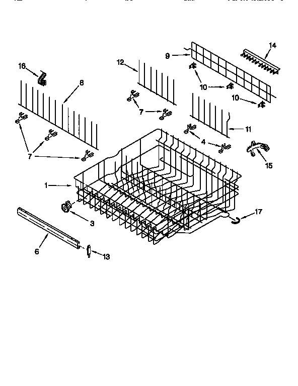 KitchenAid KUDV24SEAL0 upper rack and track diagram
