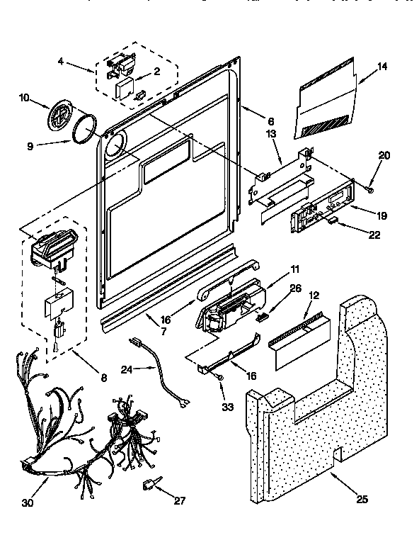 KitchenAid KUDV24SEAL0 door and latch diagram