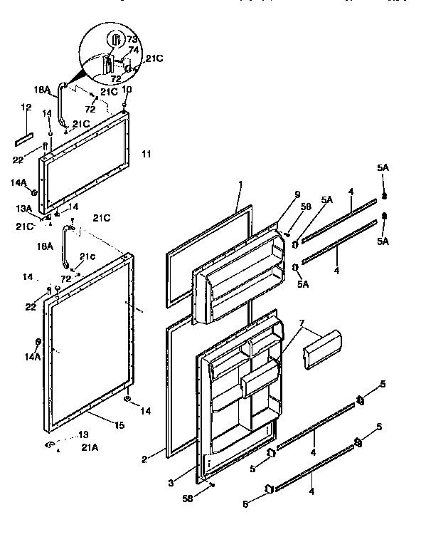 Kenmore 2539368721 doors diagram
