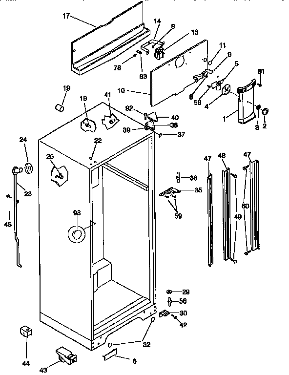 Kenmore 2539768481 cabinet parts diagram