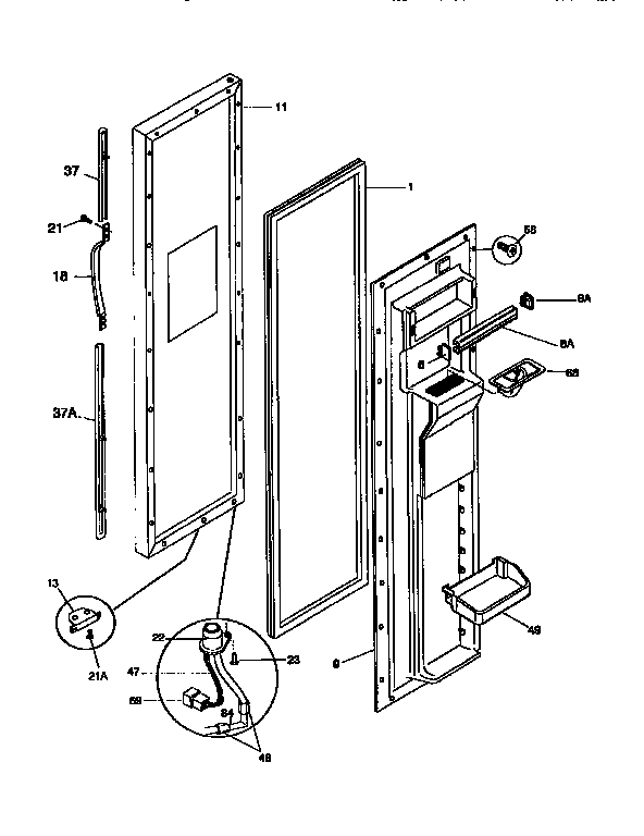 Frigidaire FRS26XGCB1 freezer door diagram