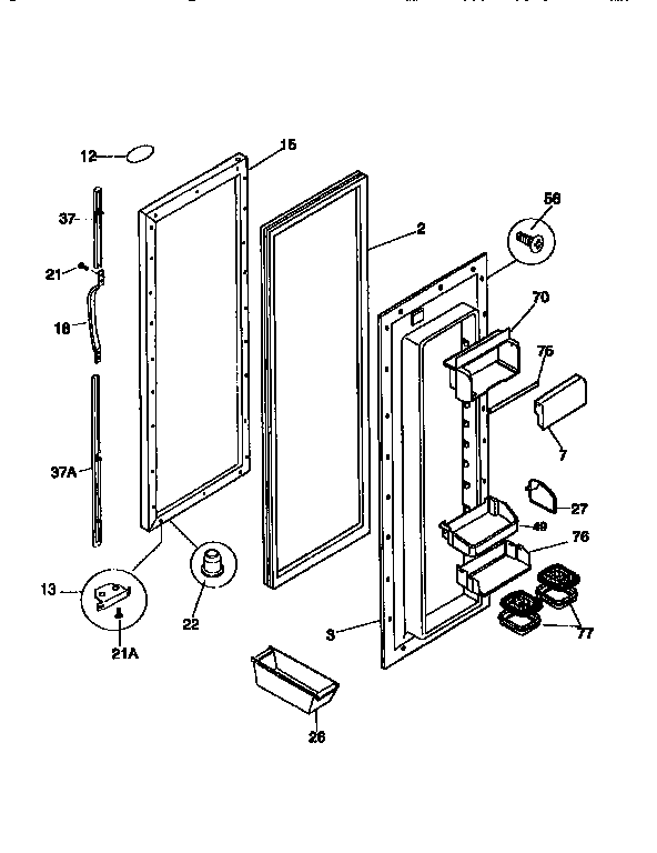 Frigidaire FRS26XGCB1 refrigerator door diagram