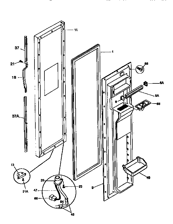 Frigidaire FRS26XGCD1 freezer door diagram