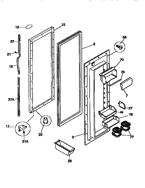 Frigidaire FRS26XGCD1 refrigerator door diagram