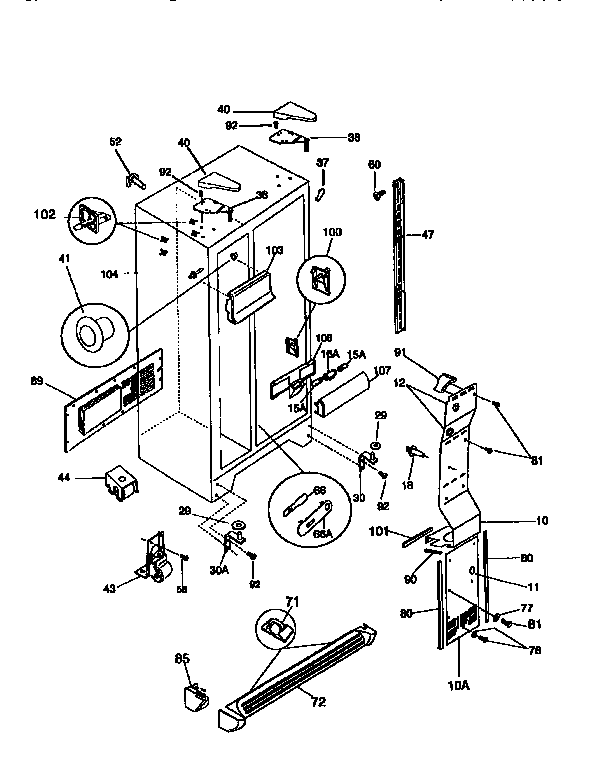 Frigidaire FRS26XGCD1 cabinet diagram