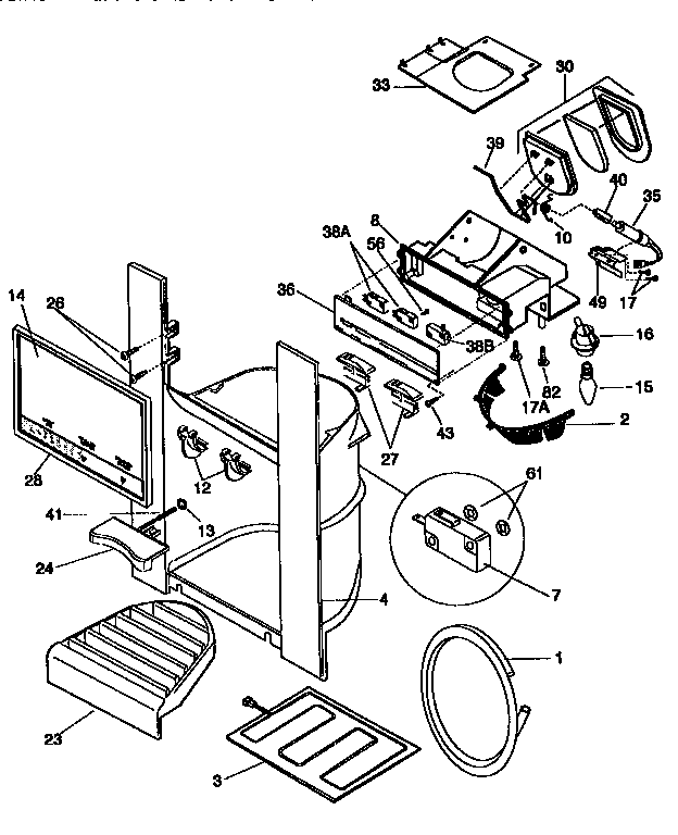 Frigidaire FRS26XGCD1 ice and water dispenser diagram