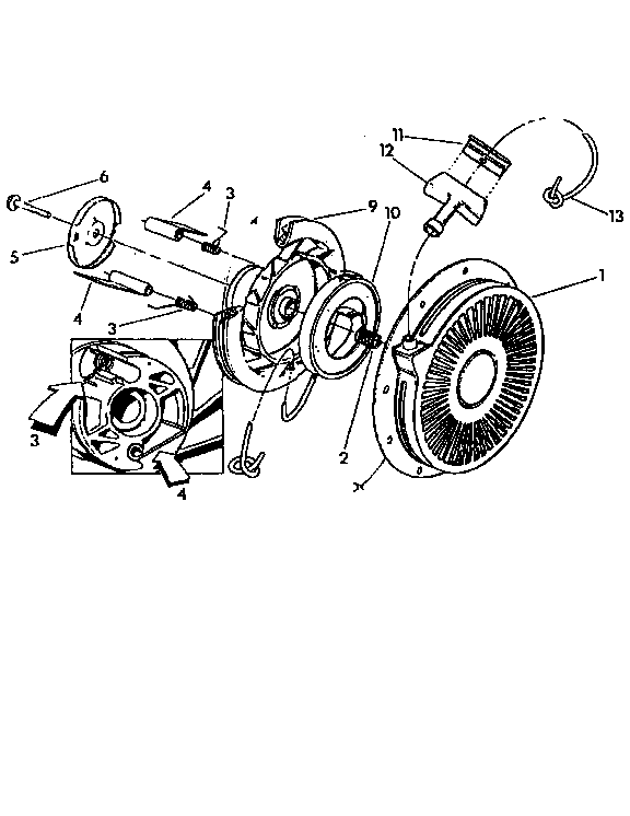 Generac 9777-0 recoil starter assembly diagram