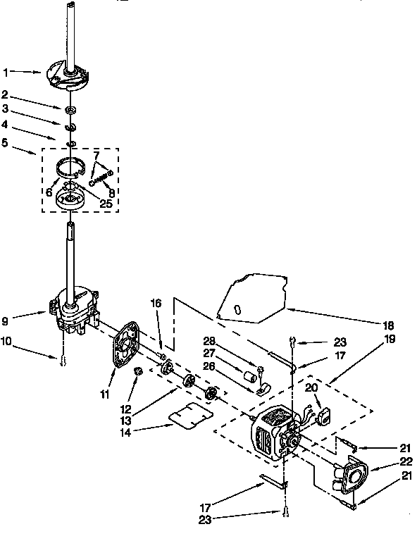 Kenmore 11026809690 gearcase, motor and pump diagram