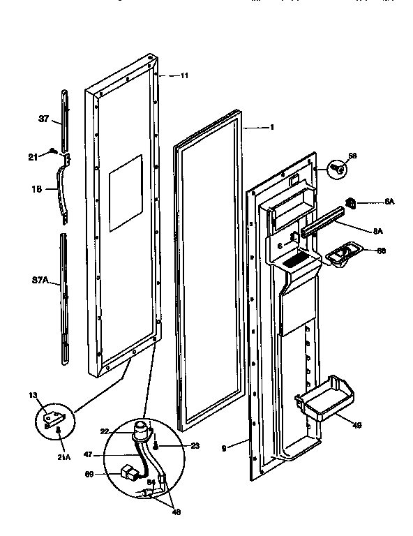 Frigidaire FRS26ZGEW0 freezer door diagram