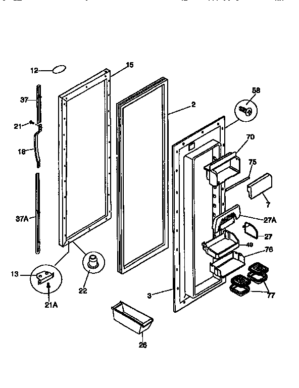 Frigidaire FRS26ZGEW0 refrigerator door diagram