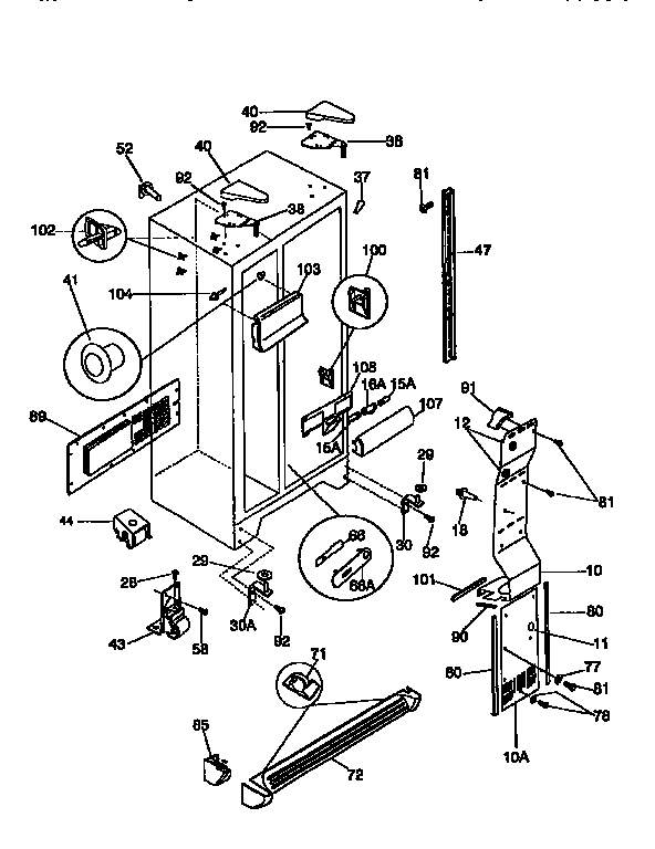 Frigidaire FRS26ZGEW0 cabinet diagram