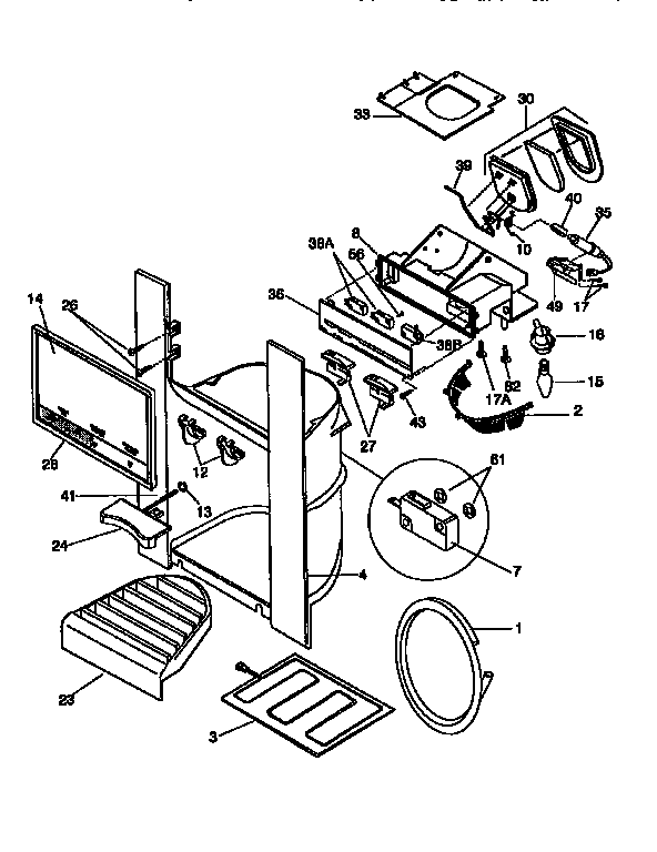 Frigidaire FRS26ZGEW0 ice and water dispenser diagram
