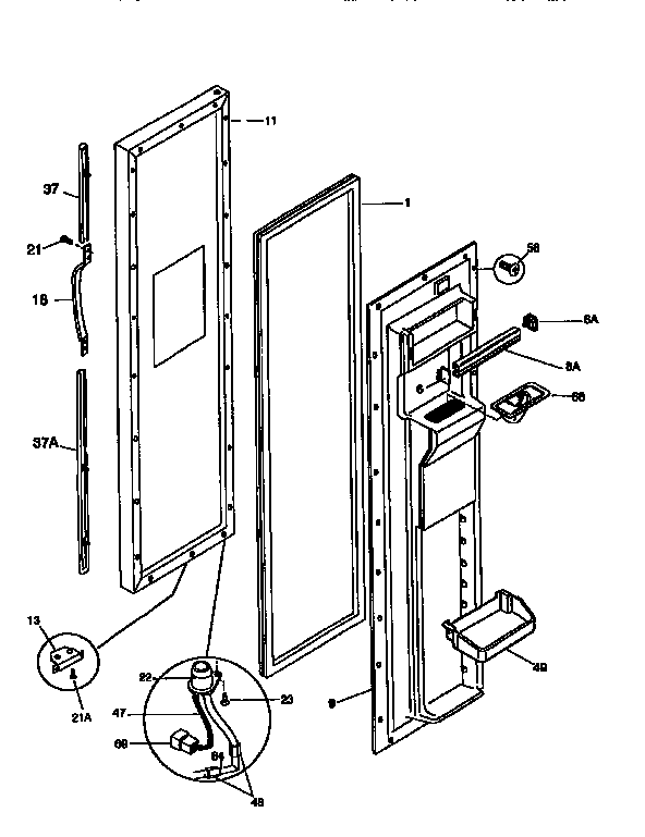 Frigidaire FRS26ZGED0 freezer door diagram