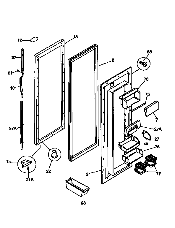 Frigidaire FRS26ZGED0 refrigerator door diagram