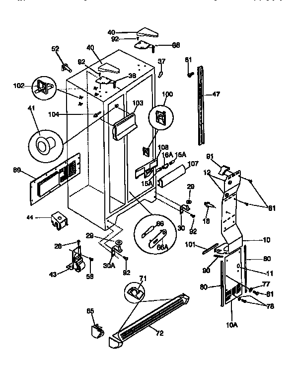 Frigidaire FRS26ZGED0 cabinet diagram