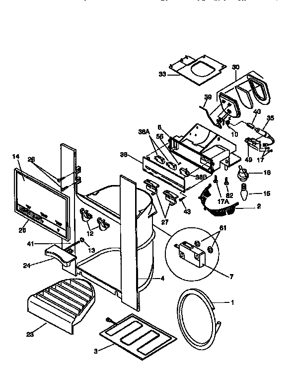 Frigidaire FRS26ZGED0 ice and water dispenser diagram
