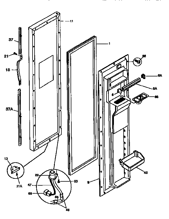 Frigidaire FRS26ZGEB0 freezer door diagram