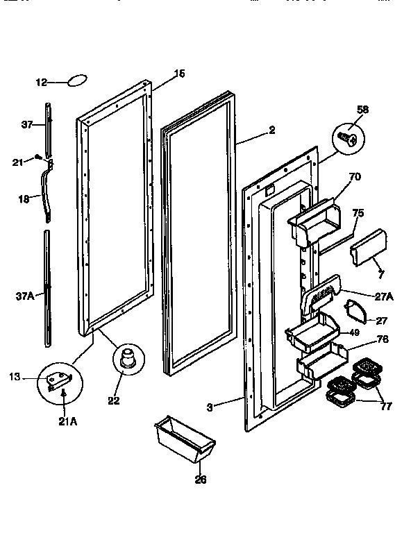 Frigidaire FRS26ZGEB0 refrigerator door diagram
