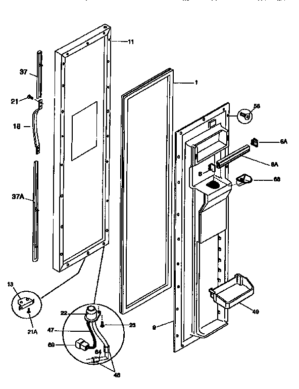 Frigidaire FRS26XGCB0 freezer door diagram