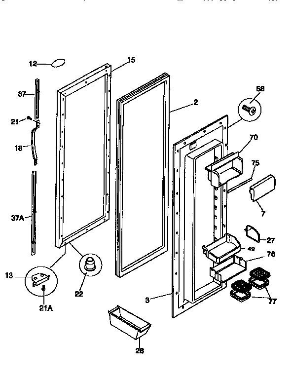 Frigidaire FRS26XGCB0 refrigerator door diagram