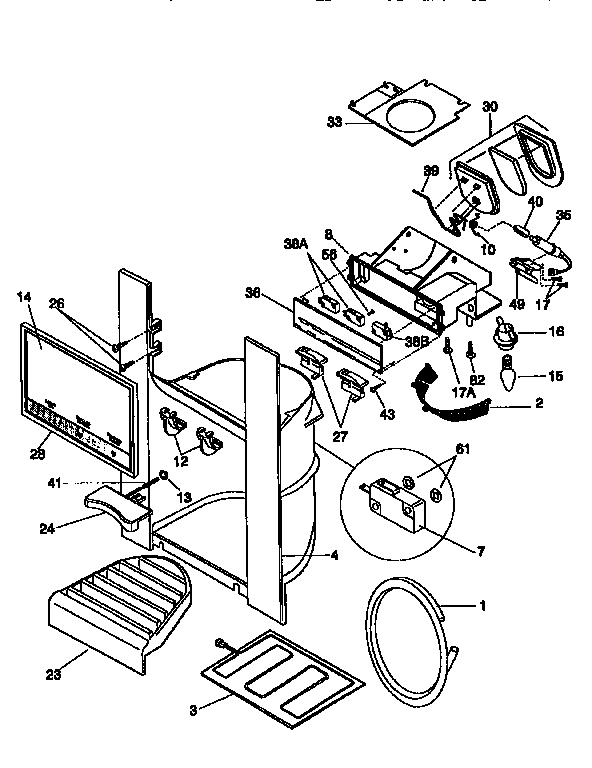 Frigidaire FRS26XGCB0 ice and water dispenser diagram