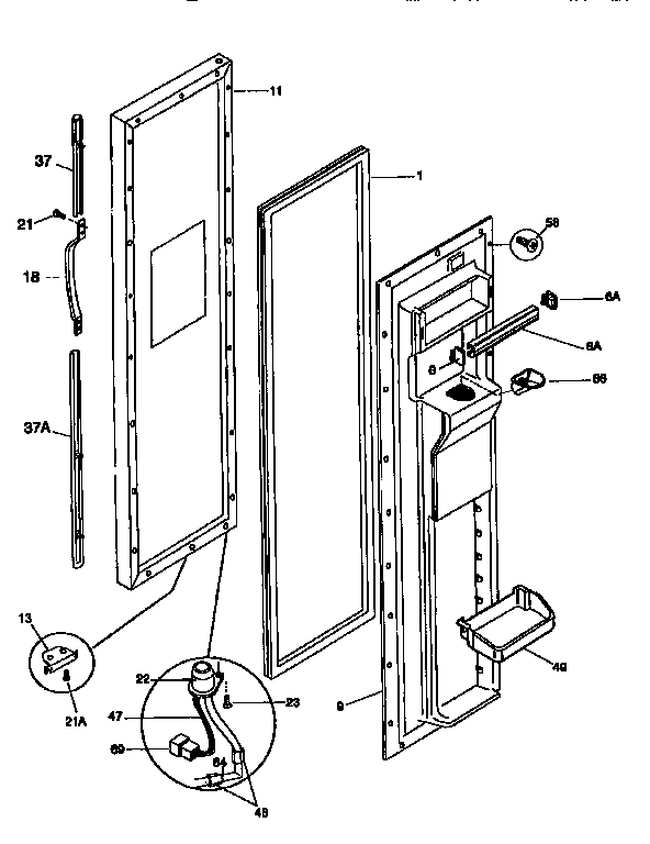 Frigidaire FRS26XGCD0 freezer door diagram