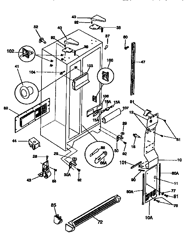 Frigidaire FRS26XGCD0 cabinet diagram