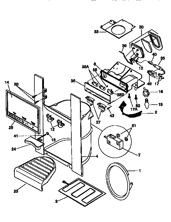 Frigidaire FRS26XGCD0 ice and water dispenser diagram