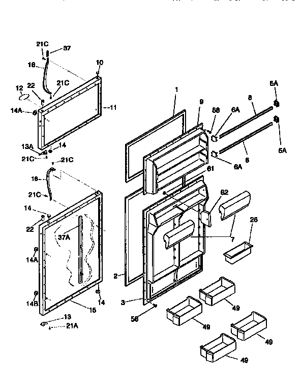 Frigidaire FRT21NNCD0 door diagram