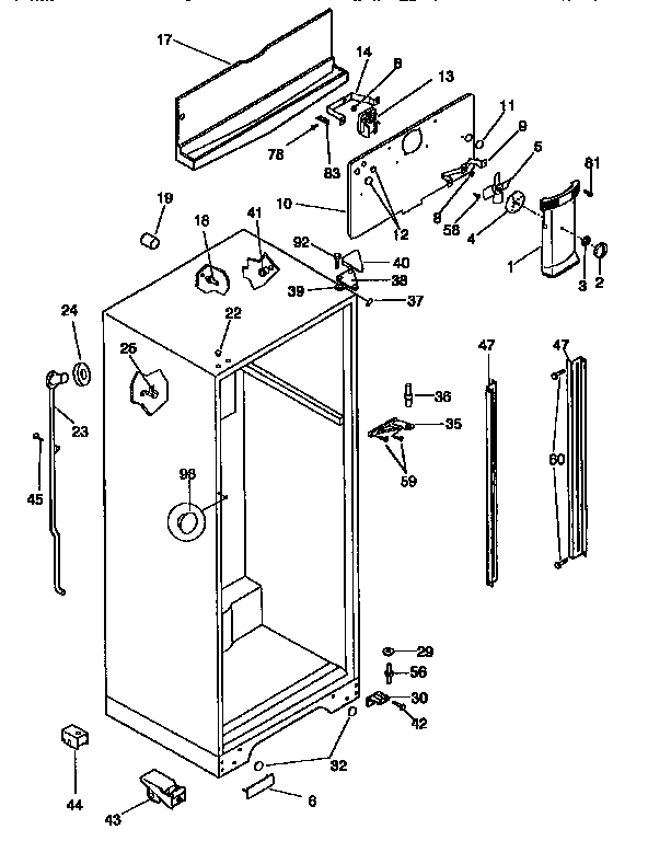 Frigidaire FRT18NNCD2 cabinet diagram
