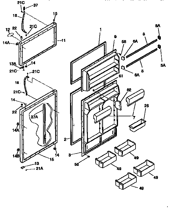 Frigidaire FRT21TNCW4 door diagram