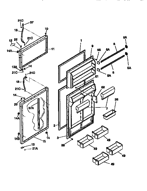 Frigidaire FRT21NNCD3 door diagram