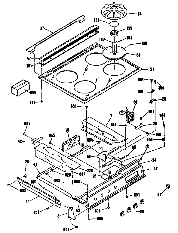Kenmore 91136759590 main top section diagram