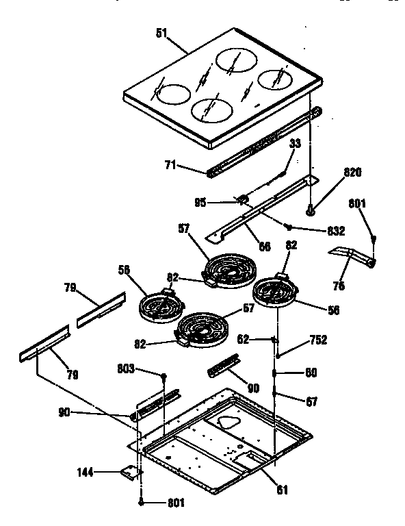 Kenmore 91195368592 main top section diagram