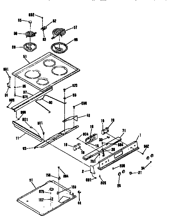 Kenmore 91146559590 main top section diagram