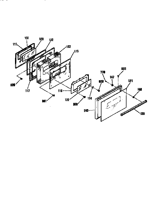 Kenmore 91146559590 oven door section diagram