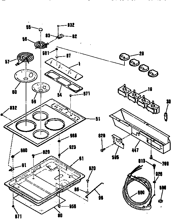 Kenmore 91142459590 main top section diagram