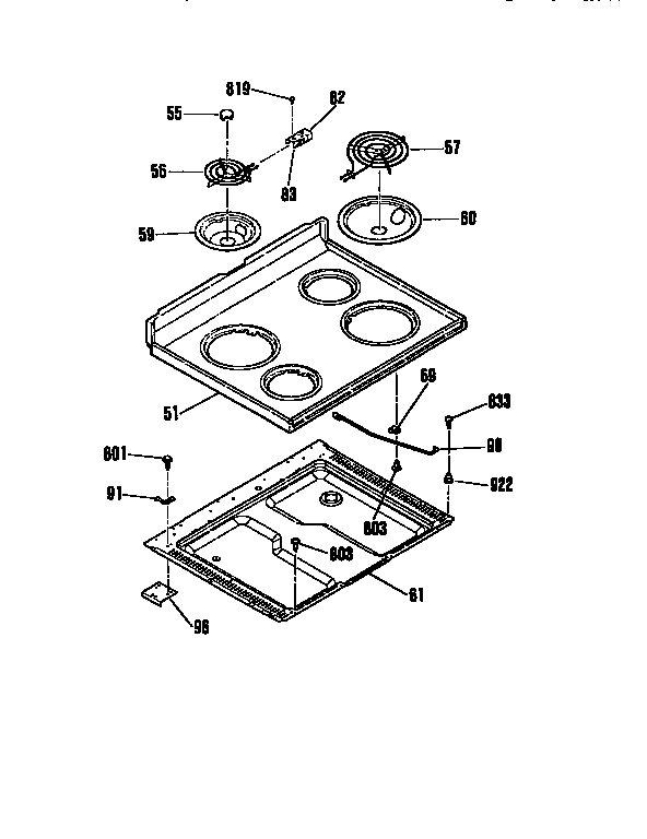 Kenmore 9116282190 main top section diagram