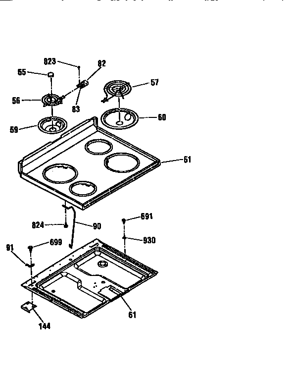 Kenmore 91194371690 main top section diagram
