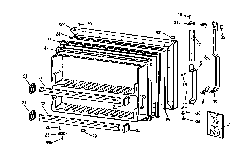 Kenmore 3639768511 freezer door diagram