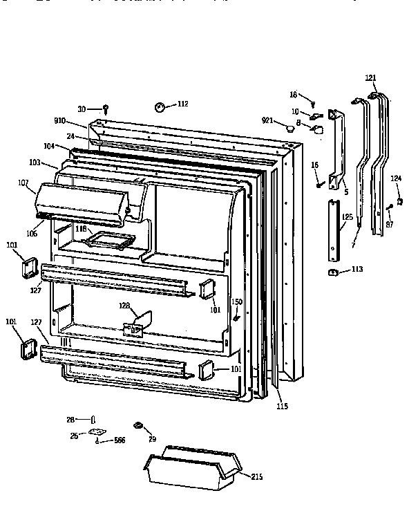 Kenmore 3639768511 fresh food door diagram