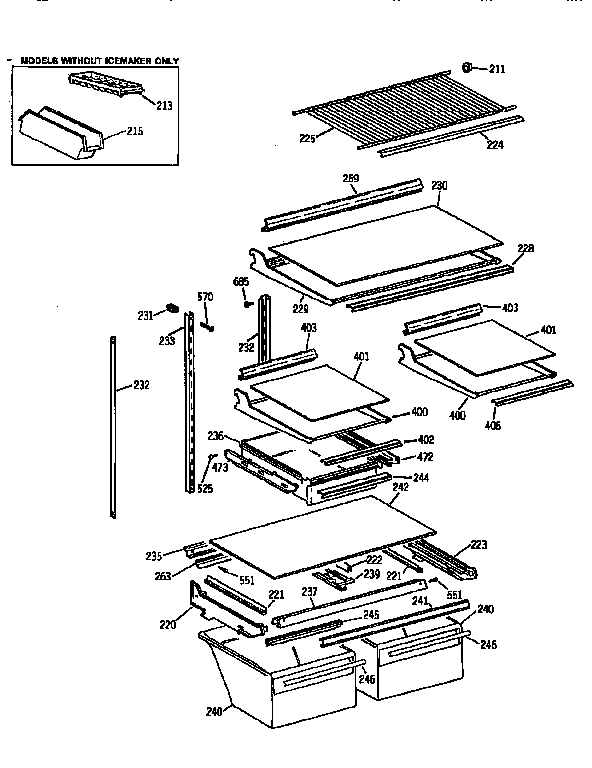 Kenmore 3639768511 shelf diagram