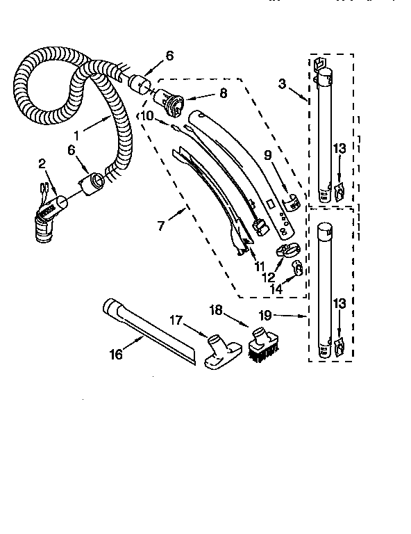 Kenmore 11626011690C hose and attachments diagram
