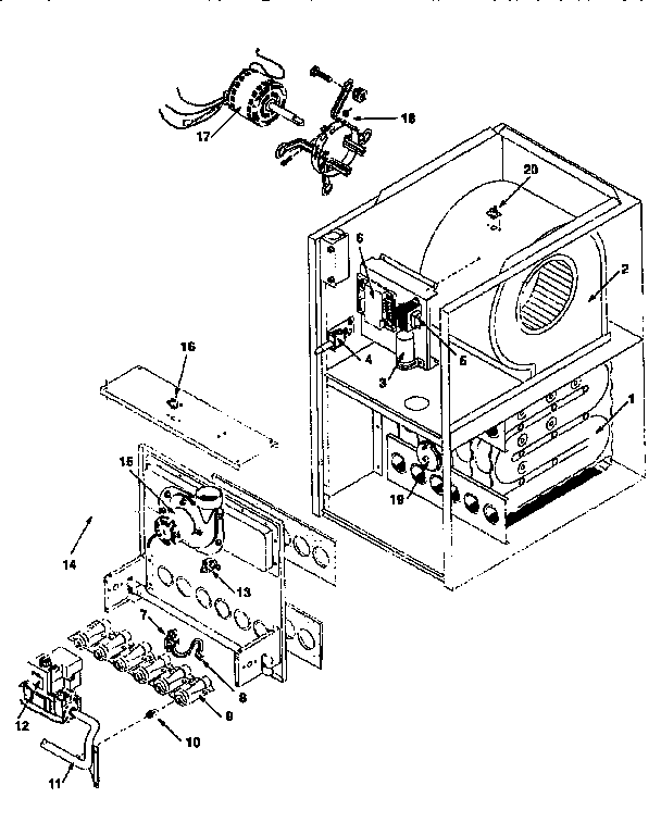 ICP GDJ125M20A1 burner assembly diagram